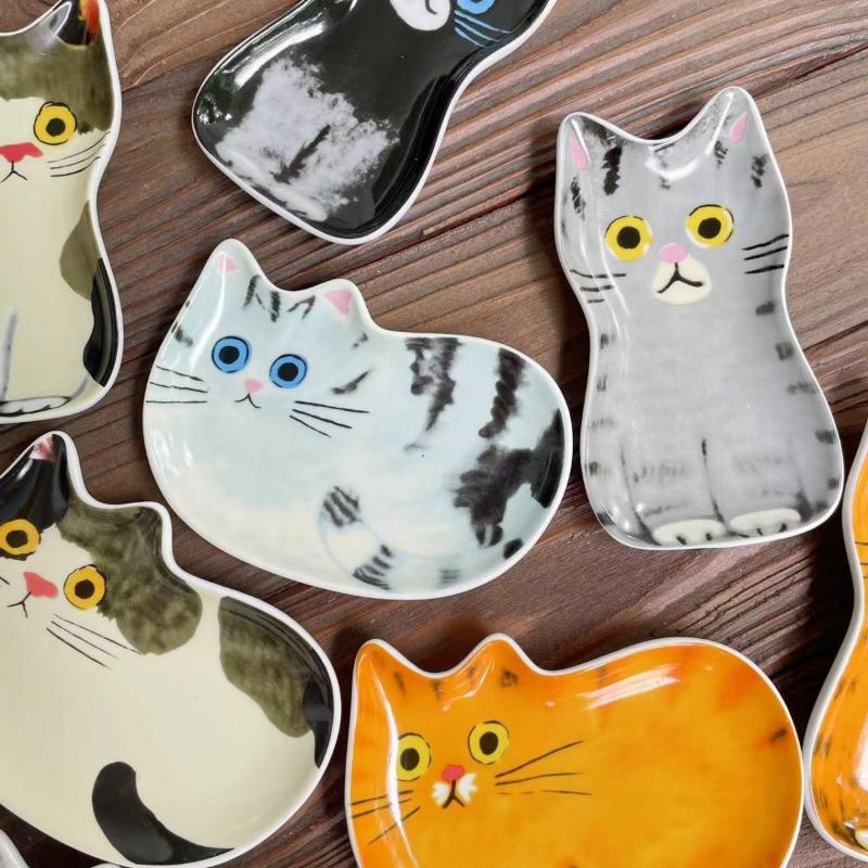Милые питомцы Кошка Соусница Керамическая Креативная Милая В форме кошачьей мордочки Тарелочка для приправ Маленькие тарелки Посуда Кухонные принадлежности для дома