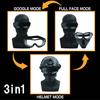 3-in-1 Anti-Fog Full Face Mask for Airsoft, Anti-Fog Lens, Face Guard (Black)
