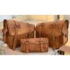 Real Brown Goat Leather Side Bag COMBO Motorcycle Saddle Bag Panniers Tool Pouch