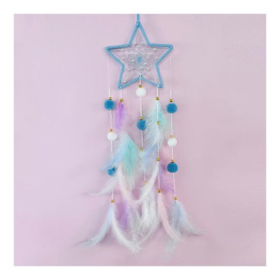 Красочные перья Ловец снов с полосой лампы Гостиная Спальня для Девочек Настенное искусство