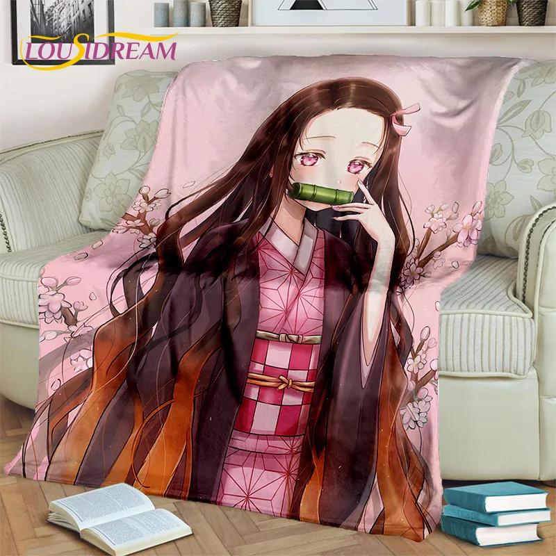 Kamado Nezuko Demon S-Slayer Japan Anime Soft Flannel Blanket для кроватей, спален, диванов, пикников, пледов для детей, отдыха на свежем воздухе