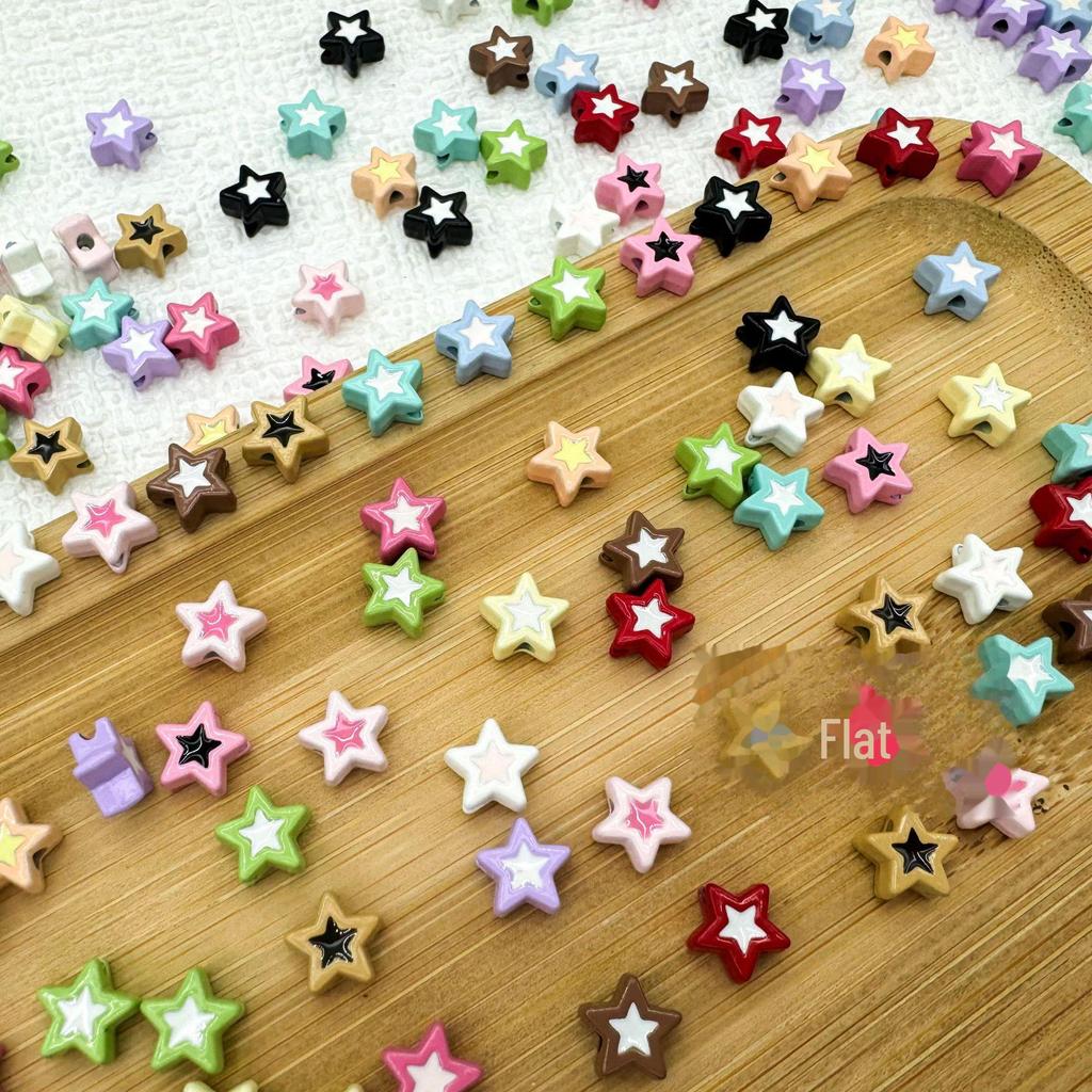 Двухцветные бусины в форме пятиконечной звезды из сплава для самостоятельного изготовления украшений и браслетов.