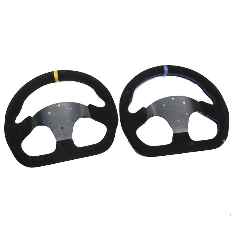 13inch 330mm Type D Steering Wheel Suede Steering Wheel Flat Game Steering Wheel Blue Yellow Ring