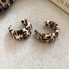 Серьги-пусеты Silver Needle Leopard Resin Geo Round, в стиле ретро Myer, нишевый дизайн для женщин