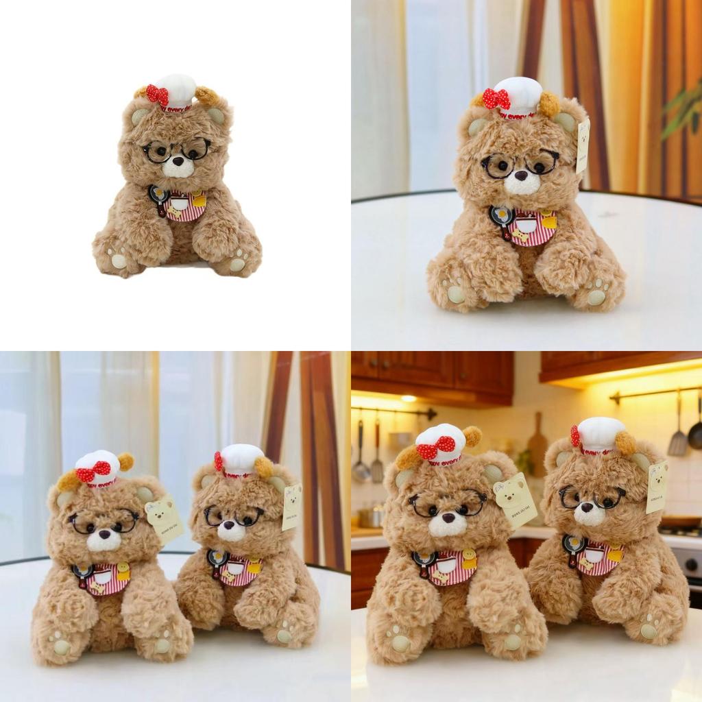 Bear Teddy Chef Costume Soft Plush Doll With Dressup For Children Entertainment