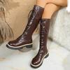 New Lace-up Shoes, High Boots, Women's Shoes, Thick-soled Lace-up Height-increasing Long Boots