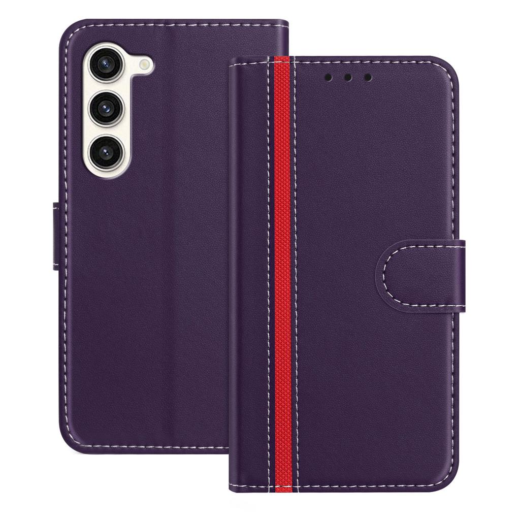 For Samsung Galaxy S23 Phone Cases Wallet Stand Color Splicing Leather Cover with Magnetic Clasp