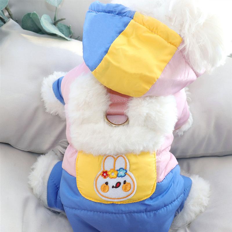 Winter Dog Clothes for Small Dogs Bichon Teddy Pomeranian Schnauzer Polyester Casual Four-Legged Winter Style Cartoon Embroidery