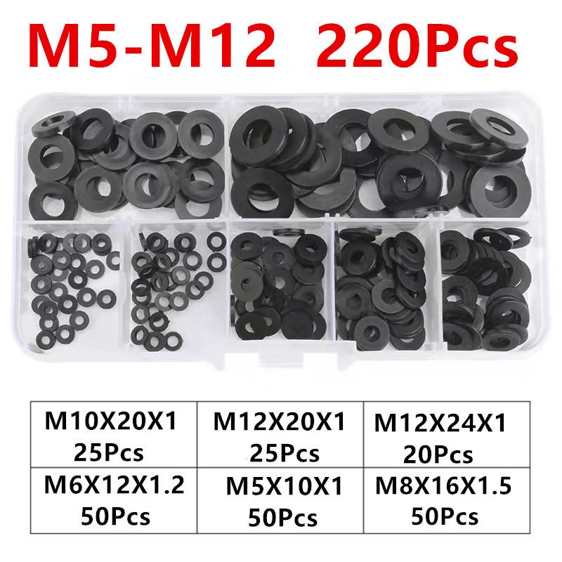 220/400Pcs M3 M4 M5 M6 M8 M10 M12 Plastic Nylon Flat Washer Plane Spacer Insulaton Gaskte Washer Nylon Gasket Ring Kit