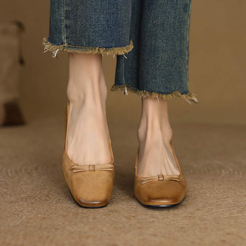 Krazing Pot Модные женские туфли из коровьей кожи весна-осень на низком каблуке с круглым носком и бабочкой на плоской подошве