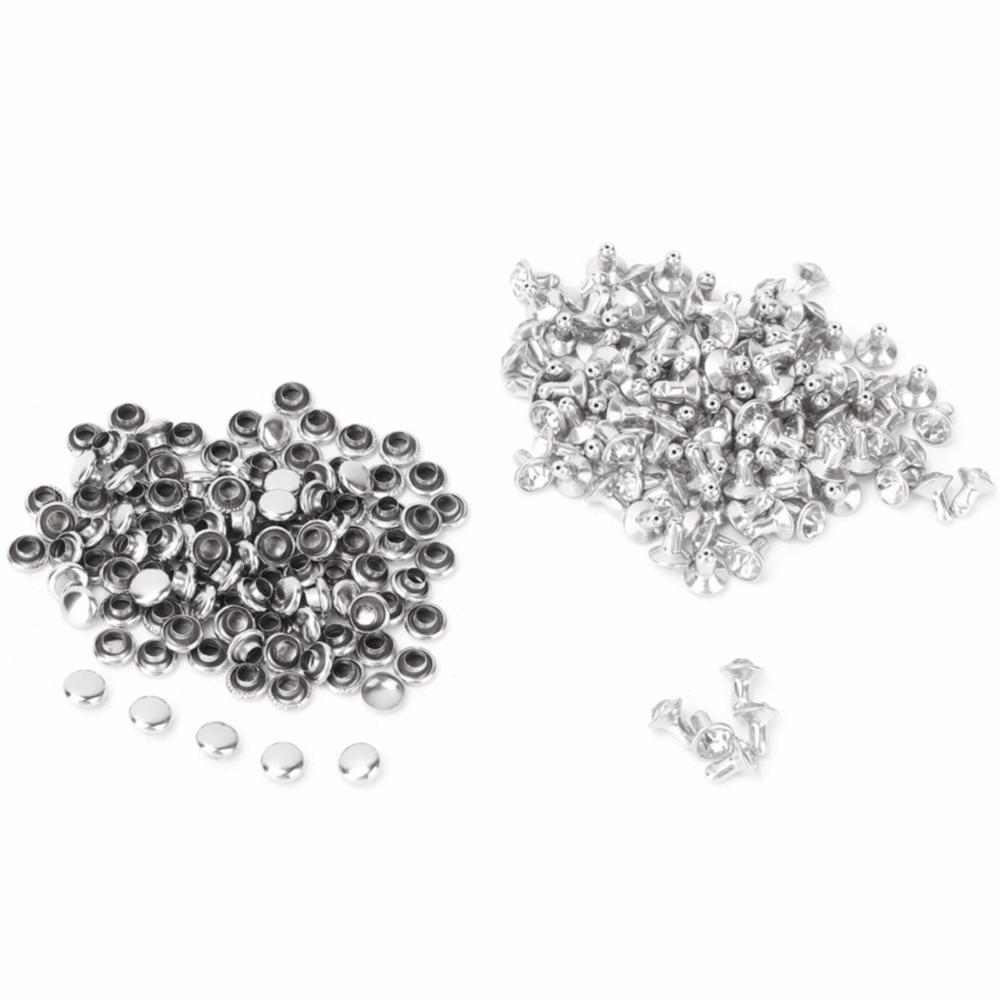 100pcs Silver & Gold Crystal Rivets Metal Material Double Cap Rivets DIY Leather Craft