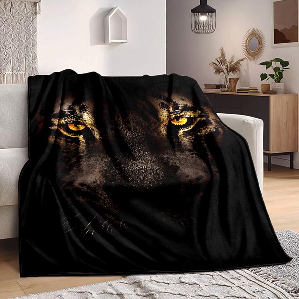 1pc Tiger Print Soft & Warm Polyester Knit Blanket, Digital Printed, All-Season Throw for Napping, Traveling, Sofa yy250906014