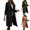 Women's Medium Solid Double Breasted Long Sleeves Pocketless Coat Outwear Pocket Decoration