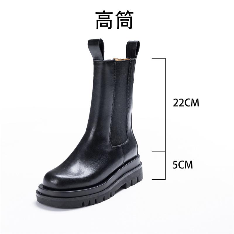 Customized 2025 New Leather Chimney Boots Women's Autumn and Winter Knight Boots Casual Chelsea Boots Velvet Martin Boots
