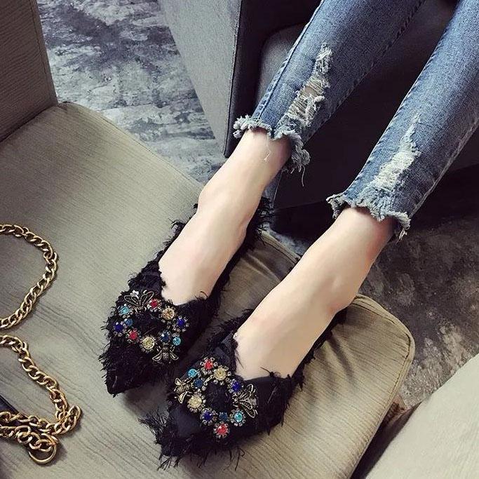 Женская весенне-летняя обувь с острым носком, осенняя повседневная универсальная обувь на плоской подошве, большие размеры, праздничная обувь с мягкой подошвой