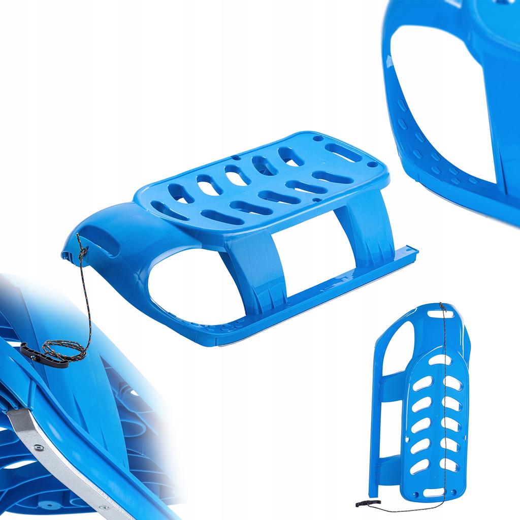 KADAX Plastic Sleds For Children Downhill Slide With Handle and String Strong Blue