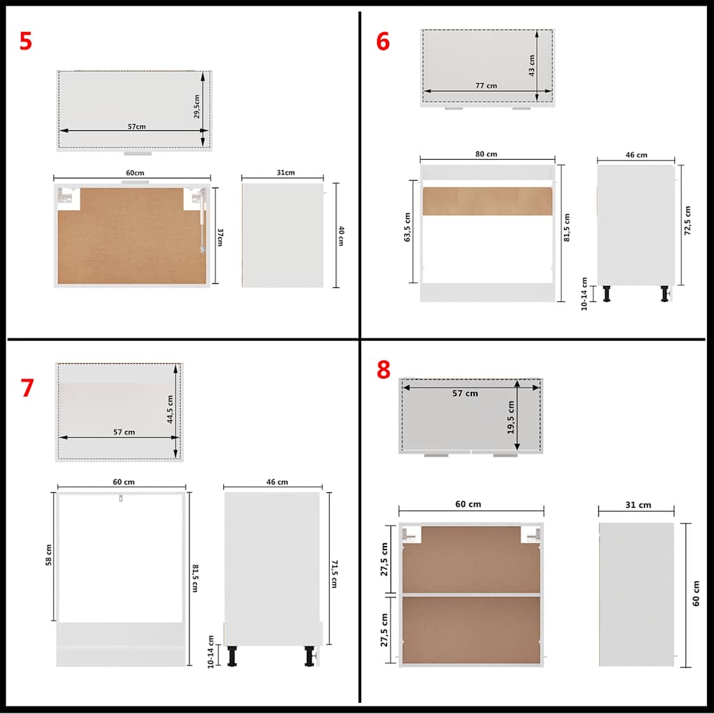 8 Piece Kitchen Set Lyon White Particleboard
