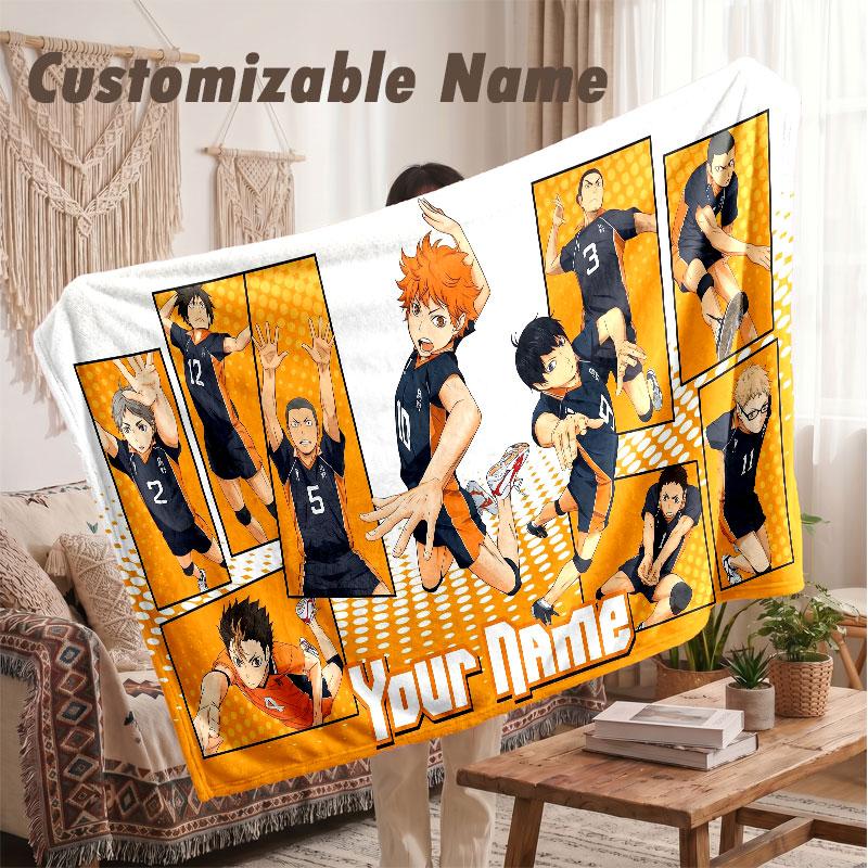 Custom Name Flannel Blanket,Haikyuu Lightweight Warm Bed Blanket For Couch & Holiday Gift