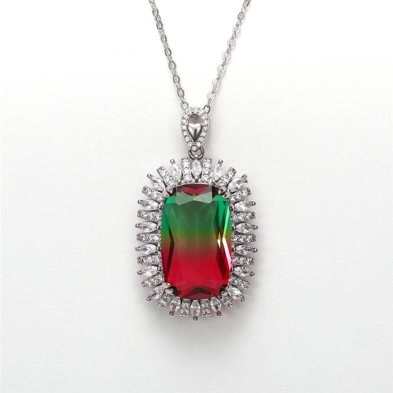 Новое великолепное женское ожерелье с большим цветным фианитом, благородные свадебные аксессуары, модные ювелирные изделия высшего качества