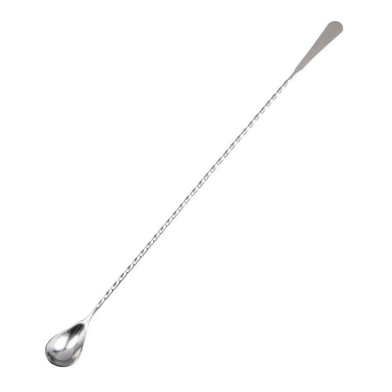 Spiral Stainless Steel Flat-Ended Bar Spoon for Cocktails, Coffee, and Tea