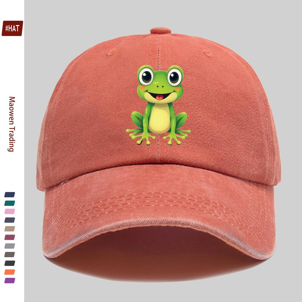 pc Cartoon Frog Print Pattern Baseball Cap Cartoon Patriotic Style Design Fashion Decor Hat Truck Driver Papa Hat Comfortabl