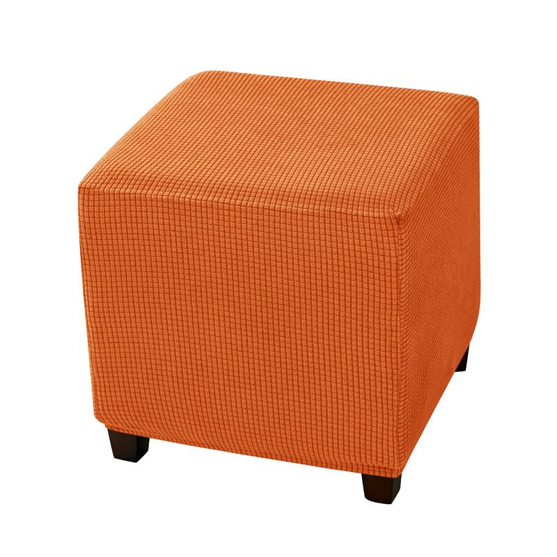 1PC Polar Fleece Ottoman Cover Stretch Stool Cover Square Footstool Cover All-inclusive Elastic Footrest Slipcover Living Room