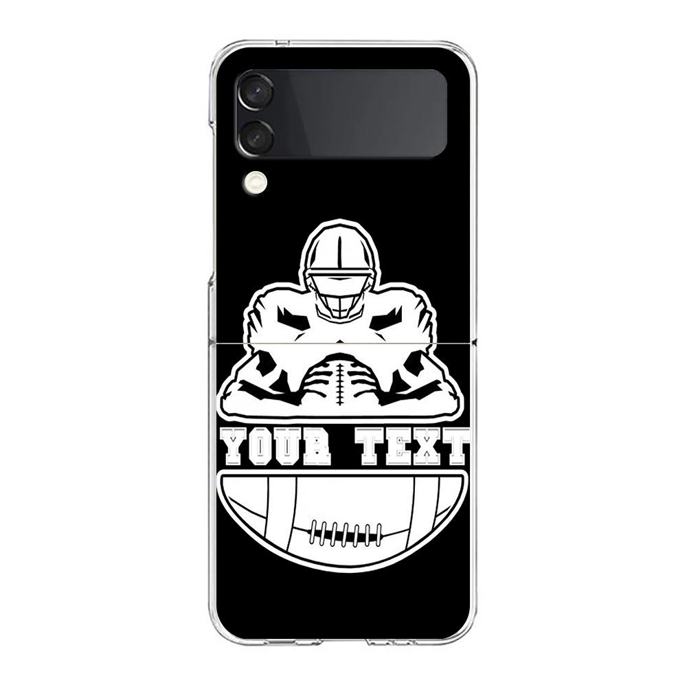 Phone Case For Samsung Galaxy Z Flip 3 4 5 Hard Folding Clear PC Bumper Rugby Ball For Samsung Z Flip 6 Cover
