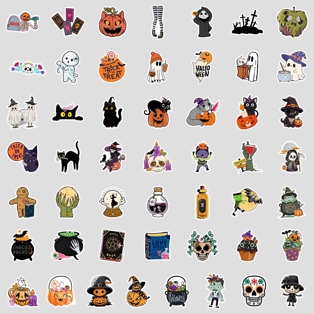 50 Cartoon Halloween Graffiti Stickers Water Cup Mobile Phone Waterproof Decorative Stickers Cute Holiday Stickers