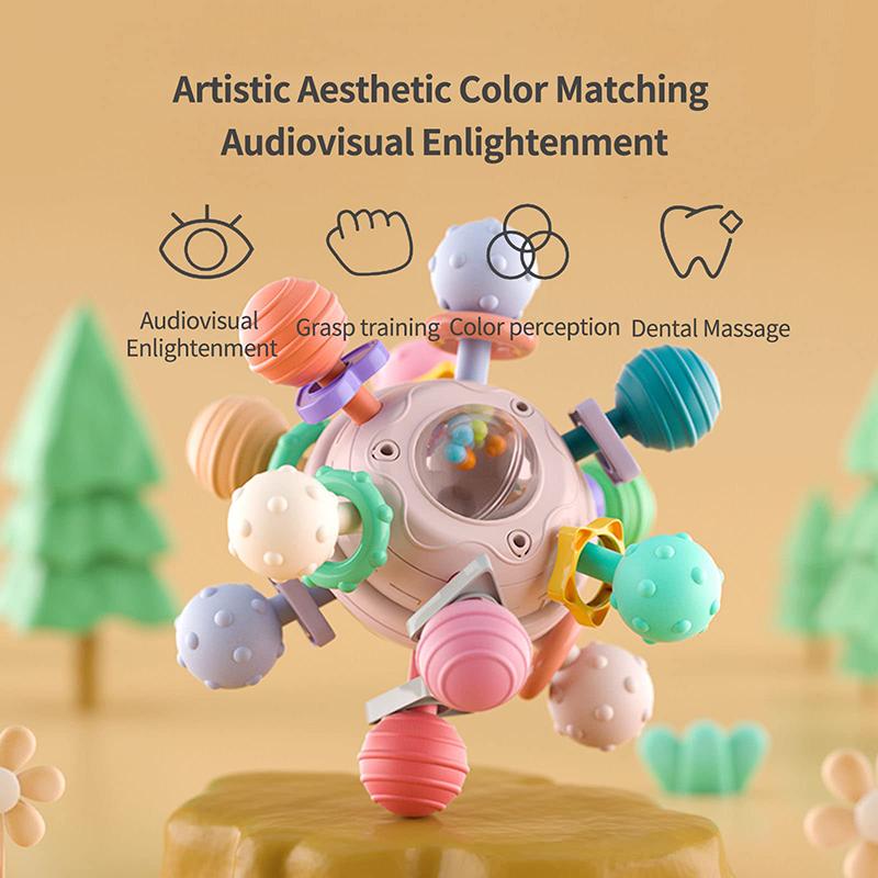 Детские игрушки для прорезывания зубов Монтессори, сенсорные шарики для прорезывания зубов, погремушки, игрушки для малышей 0-18 месяцев, подарки для девочек и мальчиков
