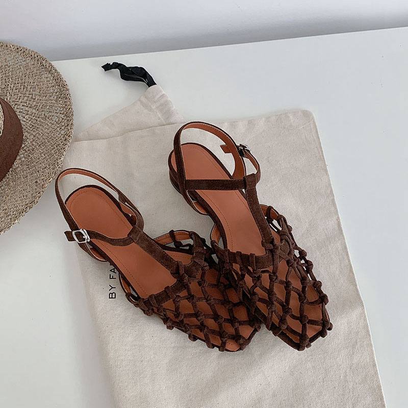 Krazing Pot Летние туфли-лодочки Flock размера 40 высокого качества, французский шик, толстый низкий каблук, сексуальные женские сандалии с квадратным носком