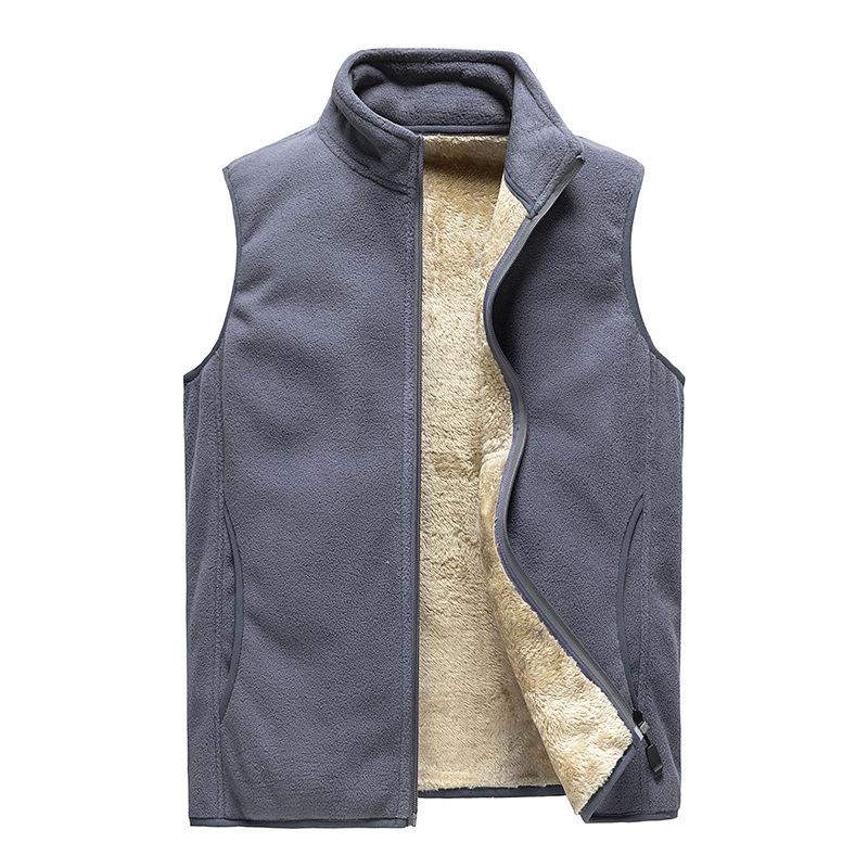 Autumn And Winter Plus Velvet Vest Men 'S Solid Color Waistcoat Jacket Men 'S Plus Size Lamb Velvet Vest