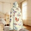 1pc pastoral duck and rooster floral pattern flannel hoodie wearable cape blanket multiple sizes washed