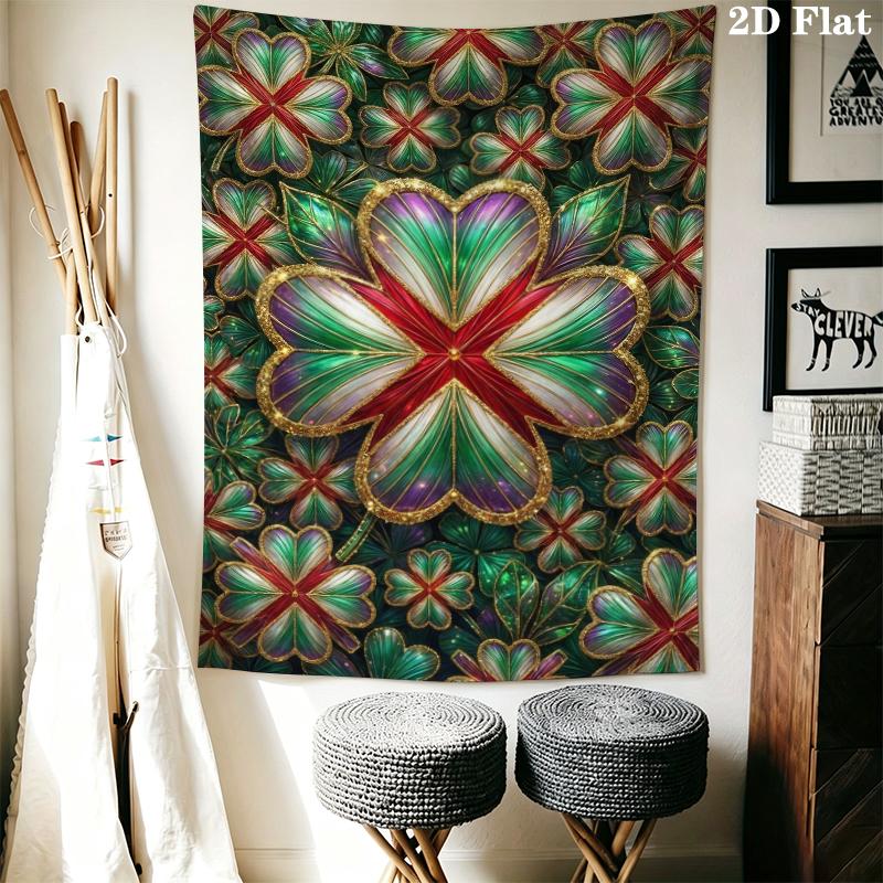 St.Patrick's Day Wall Tapestry Aesthetic Wall Hanging Printed Fabric Blanket Decorative Tapestries for Bedroom Living Room Home Decor