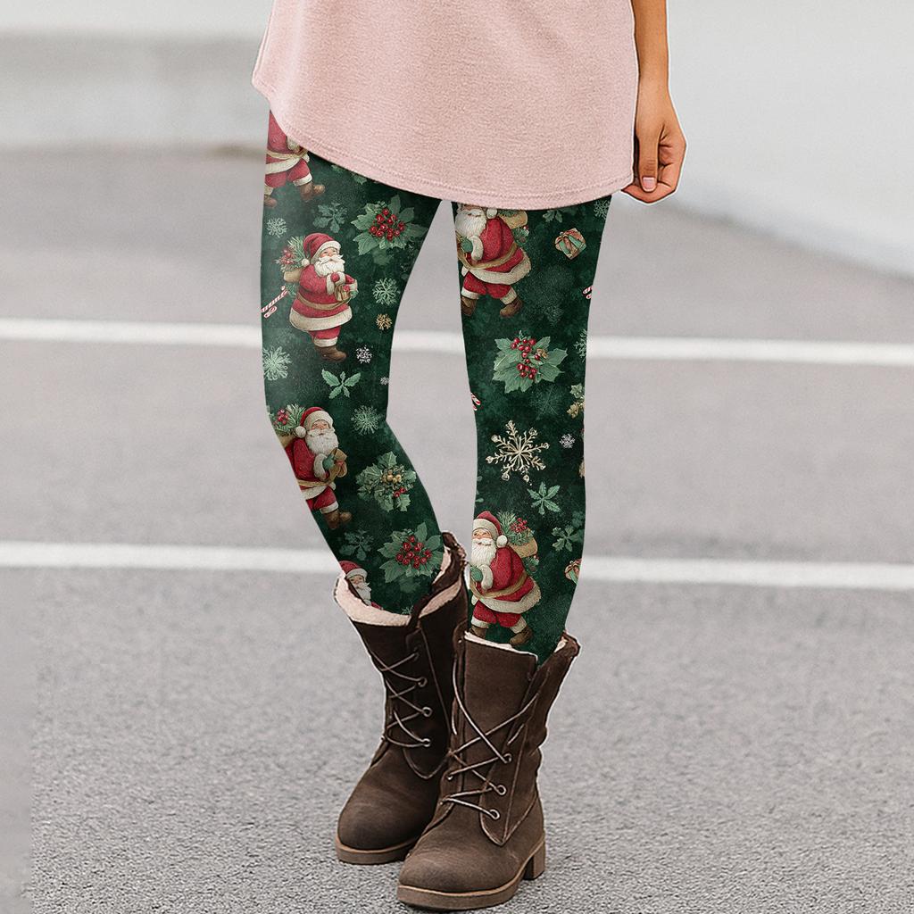Women's Christmas Print Slim Fit Elastic Yoga Casual Pants