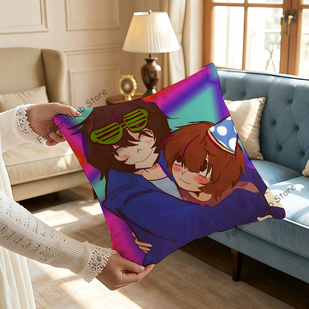 OOnewheatmark Will and Mike Anime Pillow Covers Cartoon Sofa Decorative Home Doublesided Printing Short Plush Cushion Cover