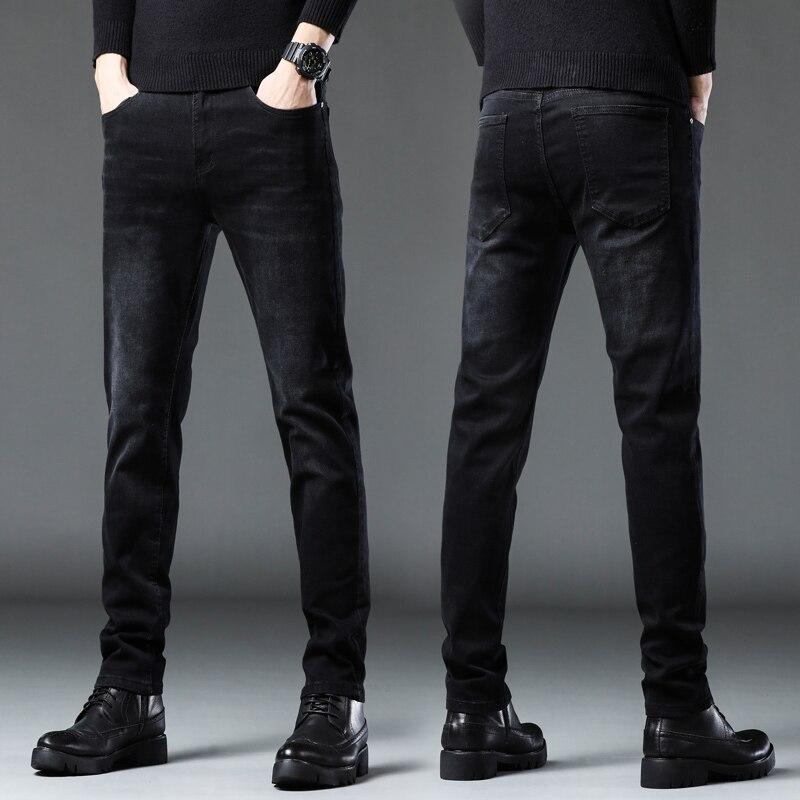 Брендовые мужские джинсы Slim Fit Узкие серые черные эластичные джинсовые брюки Повседневная дизайнерская мужская одежда Брюки Джинсы высокого качества для мужчин 