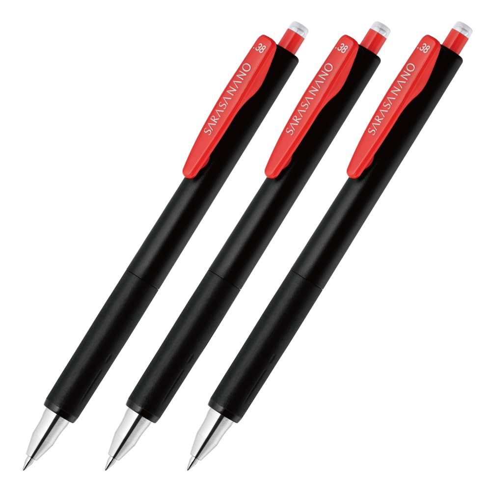 Zebra Sarasa Nano Gel Ballpoint Pen, 0.38mm, Red, 3-pack, P-JJX72-R3-AZ