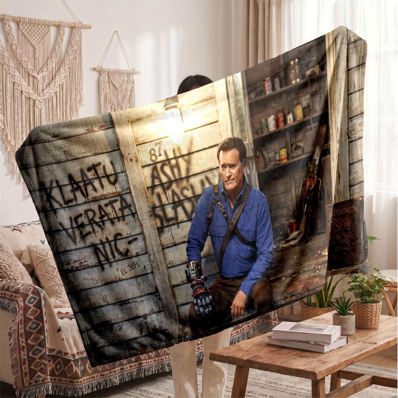 Warm Flannel BlanketEvil Dead Ash Williams Soft Cozy Throw Blanket for Bedroom Couch