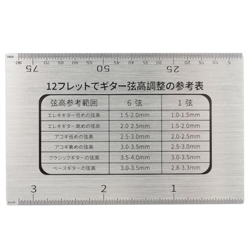 GIMI Multi-Function Guitar String Ruler, Stainless Steel String Action Ruler for Guitar String Height Adjustment, Fret Saddle Nut Height, and String S