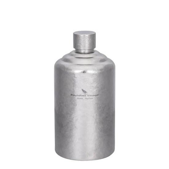Boundless Voyage Titanium Flask 500ml 1000ml Crystal Finish Lightweight Rustproof Whiskey Sake Bottle Outdoor Camping Ti3268D (500ml)
