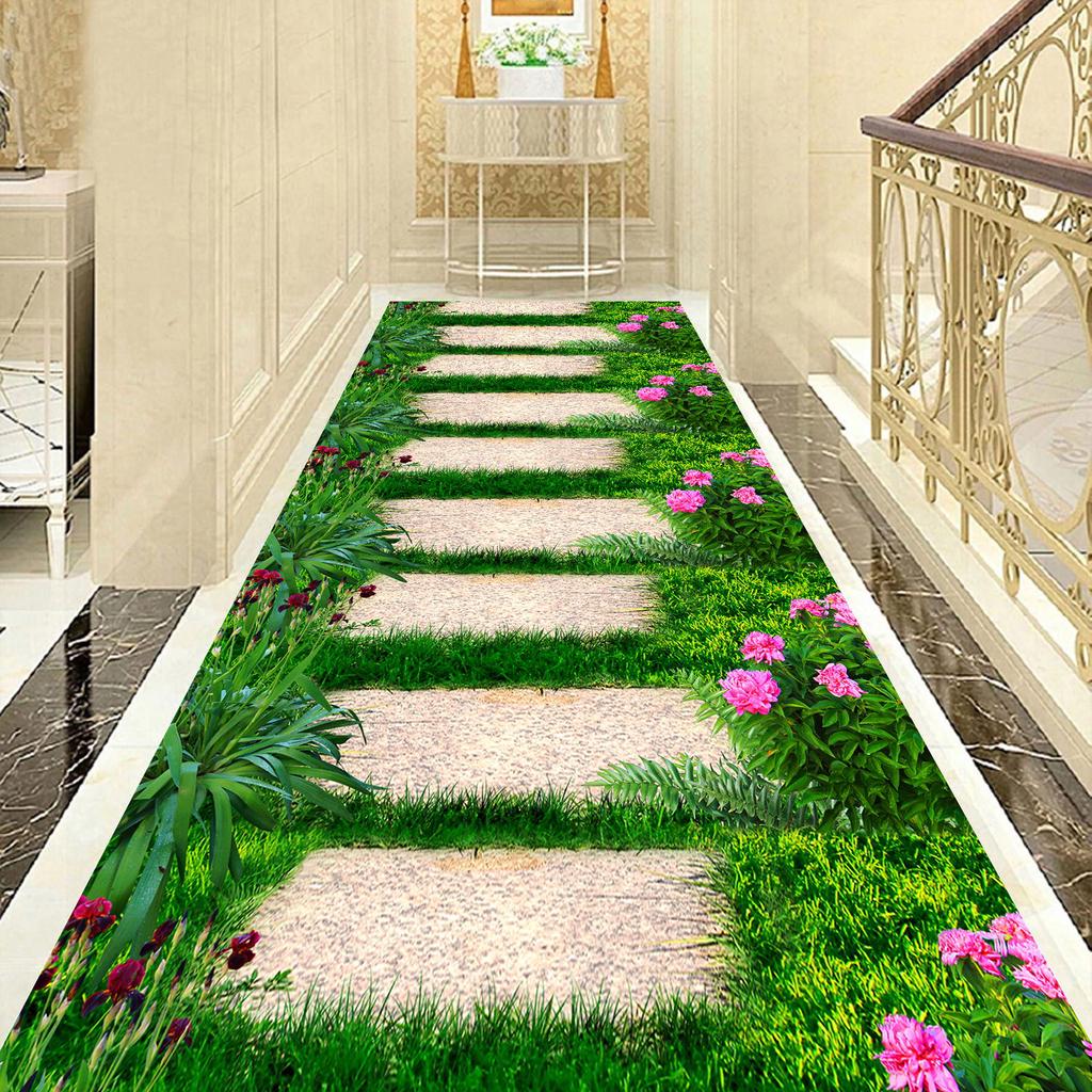 3D Цветочные лестничные ковры Коврики для коридоров Коврик для длинных проходов для входа / прихожей Коврики для пола с противоскользящим покрытием