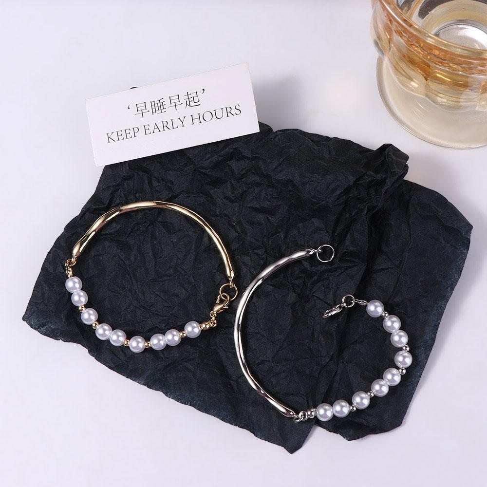 Gift Temperament Irregular Liquid Metal Women Bracelet Copper Pearls Bracelet Korean Style Jewelry