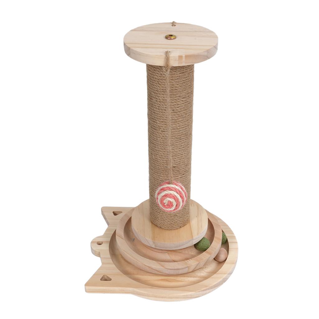 Деревянная когтеточка, интерактивная, снижает скуку, способствует физическим упражнениям, игрушка с вращающимся диском и шариком для