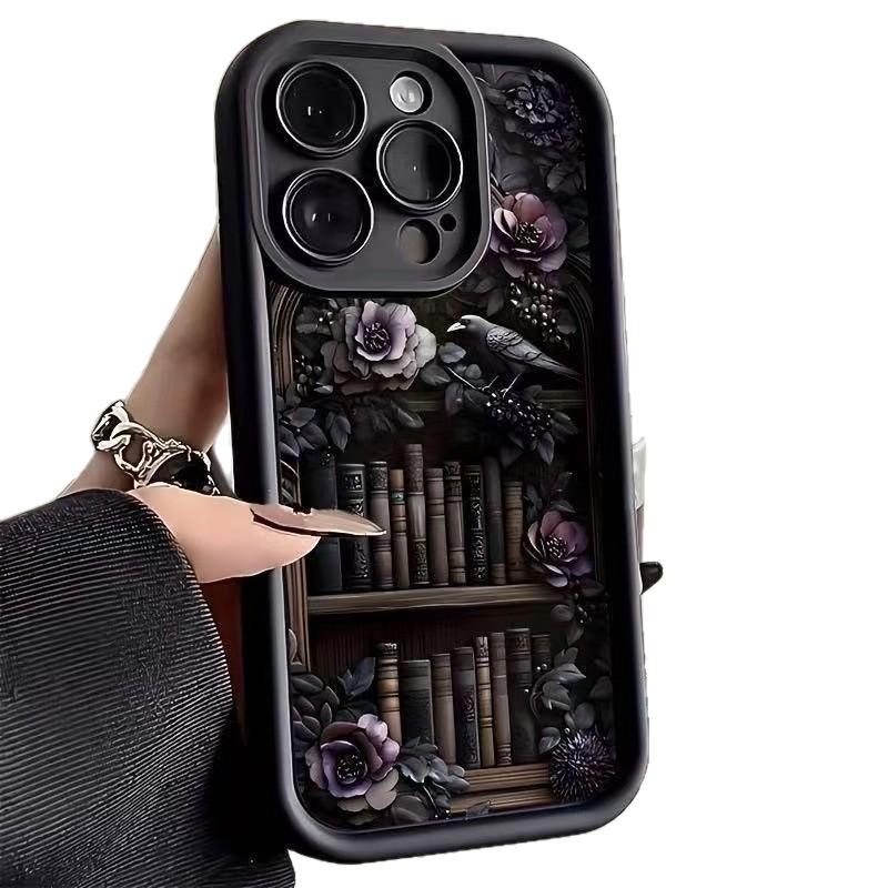 Retro Bookshelf Phone Case for Apple iPhone 14/15 Pro, 16 Pro, and 17 Pro Max