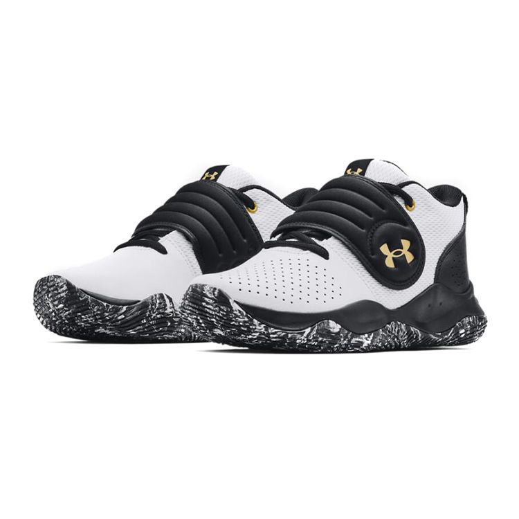 Under Armour Кроссовки Zone BB GS белые черные золотые детские 3024262-102