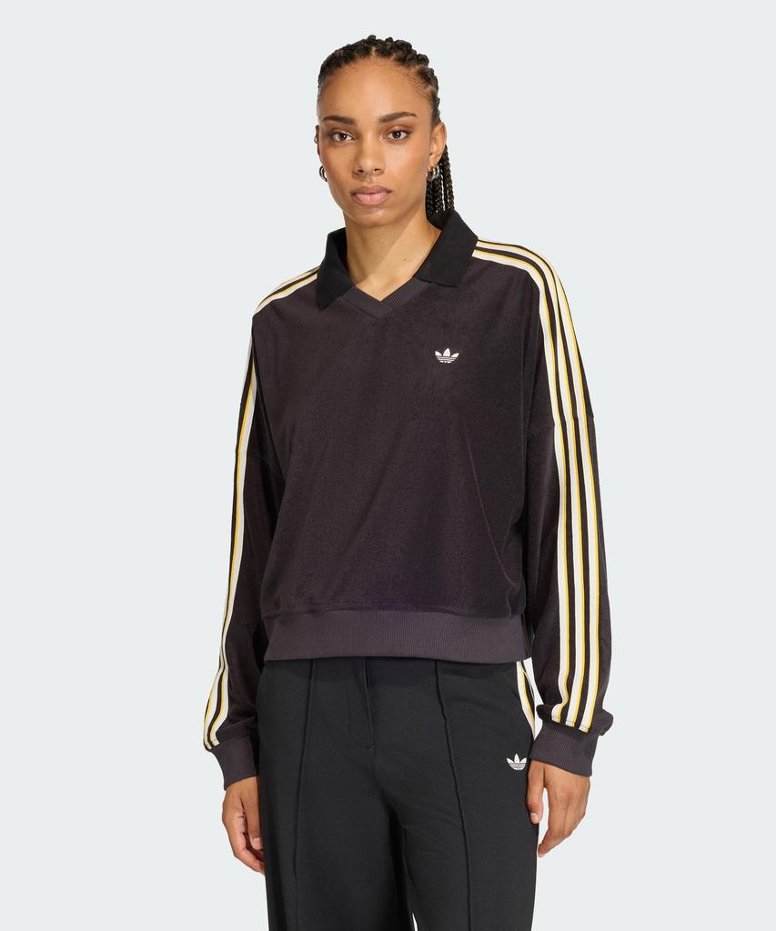 adidas Поло с V-образным вырезом и длинным рукавом из махровой ткани Kd1402