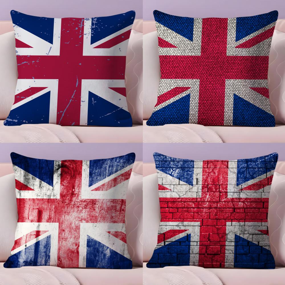 Наволочка на подушку с флагом Union Jack, плюшевая ткань, мягкая, двусторонняя печать, для дивана, теплая, зимний подарок для дома, наволочка