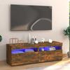 VidaXL TV Stand with LED Lights Smoked Oak 120x35x40 Cm, Cabinet with LED Color, TV Stand, Media Cabinet, Cabinet 815672