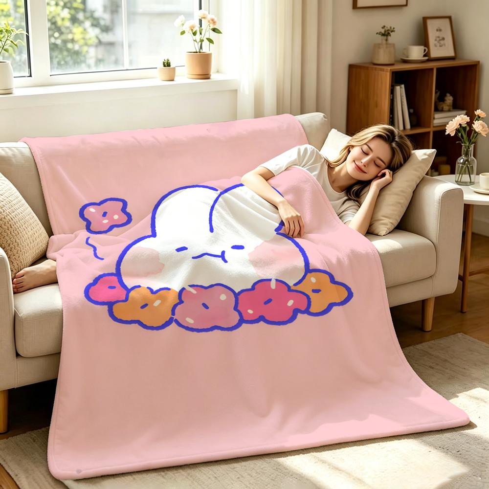Character m-mongmong Throw Soft Warm Flannel Throw Blanket, Multi-use for Sofa Bed Office Nap