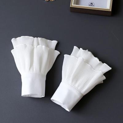 White Fake Sleeve Cuff DIY Ruffle Detachable Cuffs For Women Sweater Button Black Decorated Lace Cuff Fake Sleeves Tie